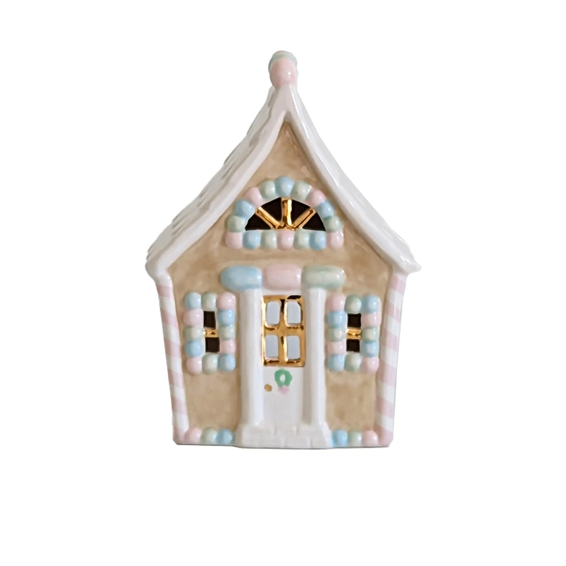 Pastel Gingerbread House with 22K Gold Accents | Ruby Clay Company