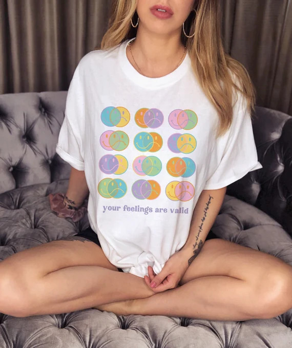 Your Feelings Are Valid Happy Face Sad Face Shirt Mental | Etsy | Etsy (US)