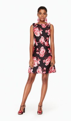 Kate Spade New York Rosa A-Line Boat Neck Shoulder Bow V-Back Dress Sz14 $348 | eBay US