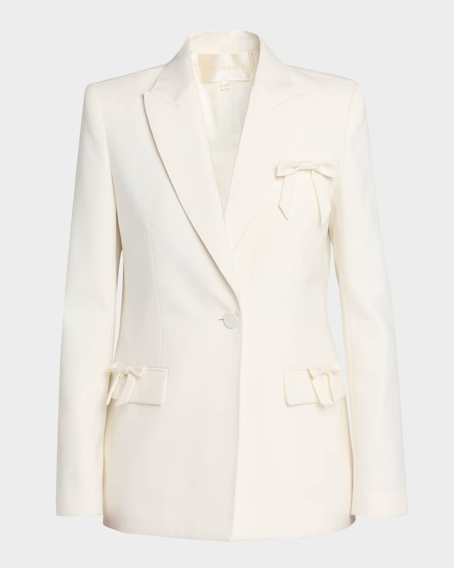 LoveShackFancy Shayne Wool-Blend Bow-Embellished Blazer | Neiman Marcus
