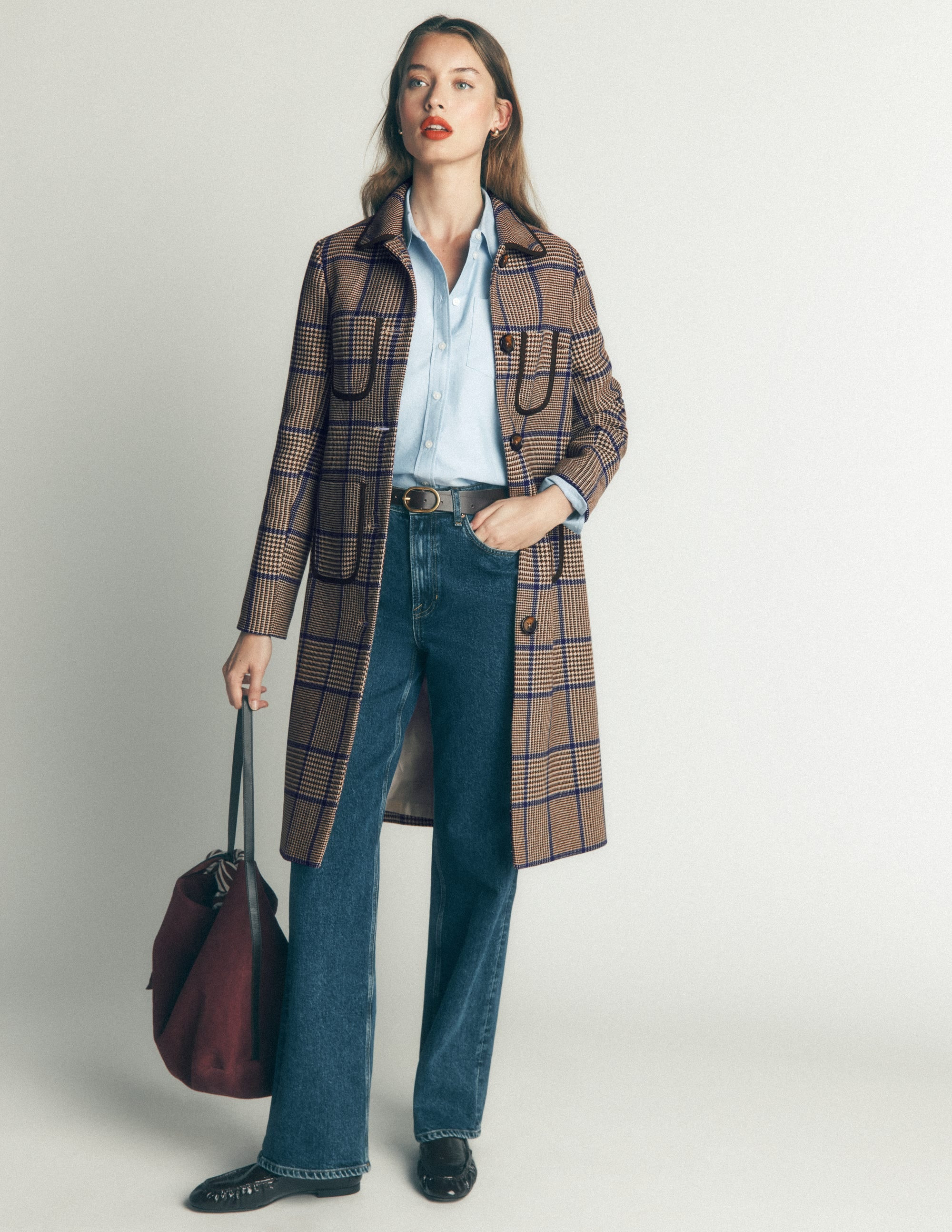 Boden Women's Patch Pocket Wool Blend Coat in Brown | Size 4 | Boden (US)