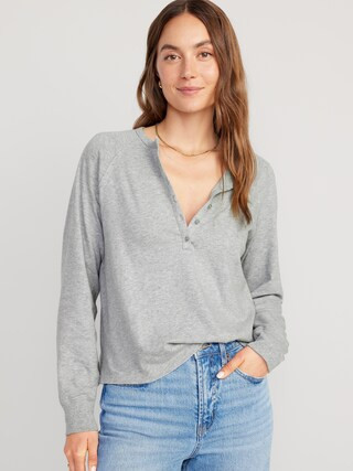 Long-Sleeve Henley T-Shirt for Women | Old Navy (US)