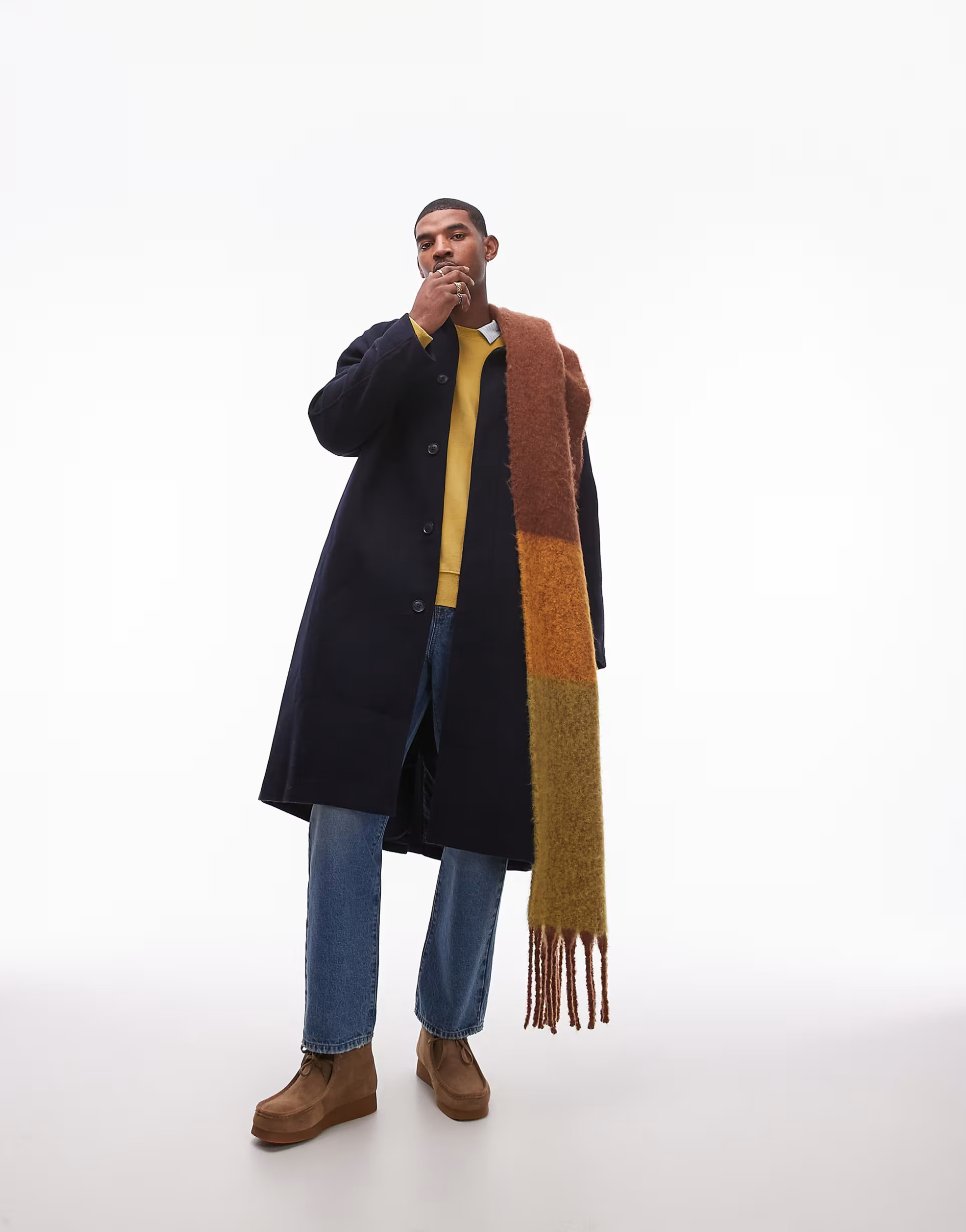 Topman car coat in navy | ASOS (Global)