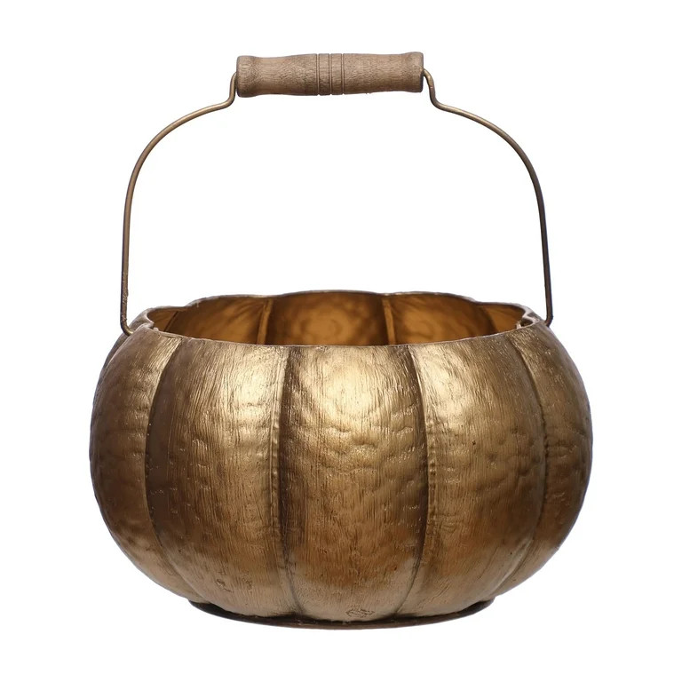 Gold Pumpkin Decorative Container by Ashland® - Fall Home Decor - Walmart.com | Walmart (US)