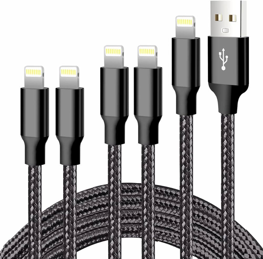 cugunu iPhone Charger, 5 Pack 3/3/6/6/10FT Apple MFi Certified USB Lightning Cable Nylon Braided ... | Amazon (US)