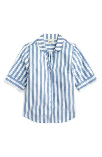 Women's J.crew Wide Stripe Short Sleeve Button-Up Shirt | Nordstrom