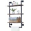 Industrial Bathroom Shelves Wall Mounted 3 Tiered,Rustic 24in Pipe Shelving Wood Shelf With Towel... | Amazon (US)