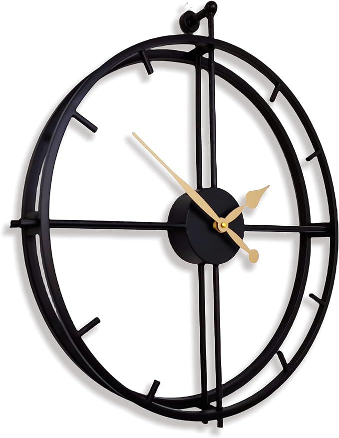 Qukueoy Double Layer Modern Art Big Clock 3D Decorative Large Metal Wall Clocks for Living Room,M... | Amazon (US)