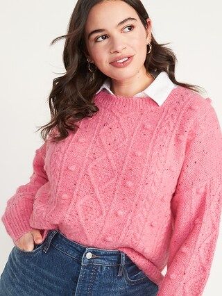 Speckled Cable-Knit Popcorn Sweater for Women | Old Navy (US)