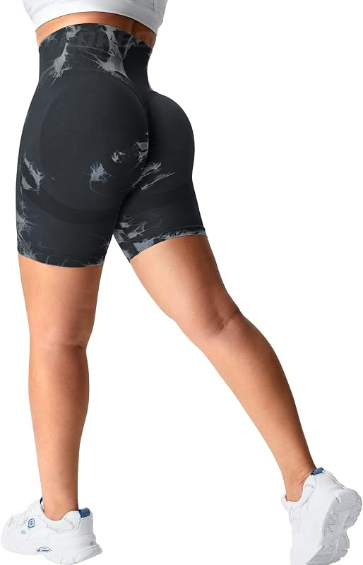 YEOREO Women High Waist Workout Yoga Gym Smile Contour Seamless Cycling Shorts | Amazon (US)