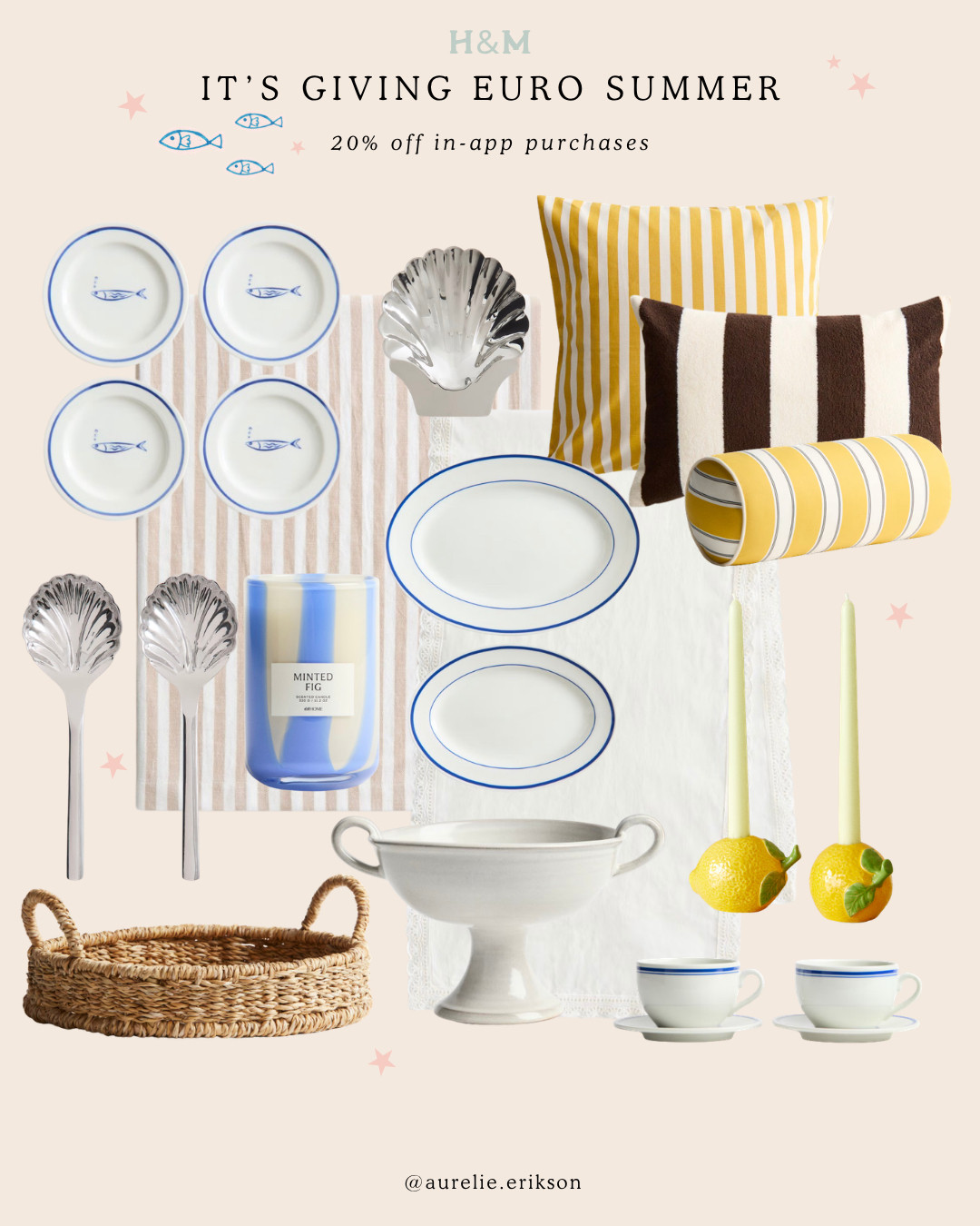 H&M has your summer-hosting needs with their darling coastal collection! 20% off when you purchase in the app!  

 #LTKSeasonal #LTKHome #LTKSaleAlert
