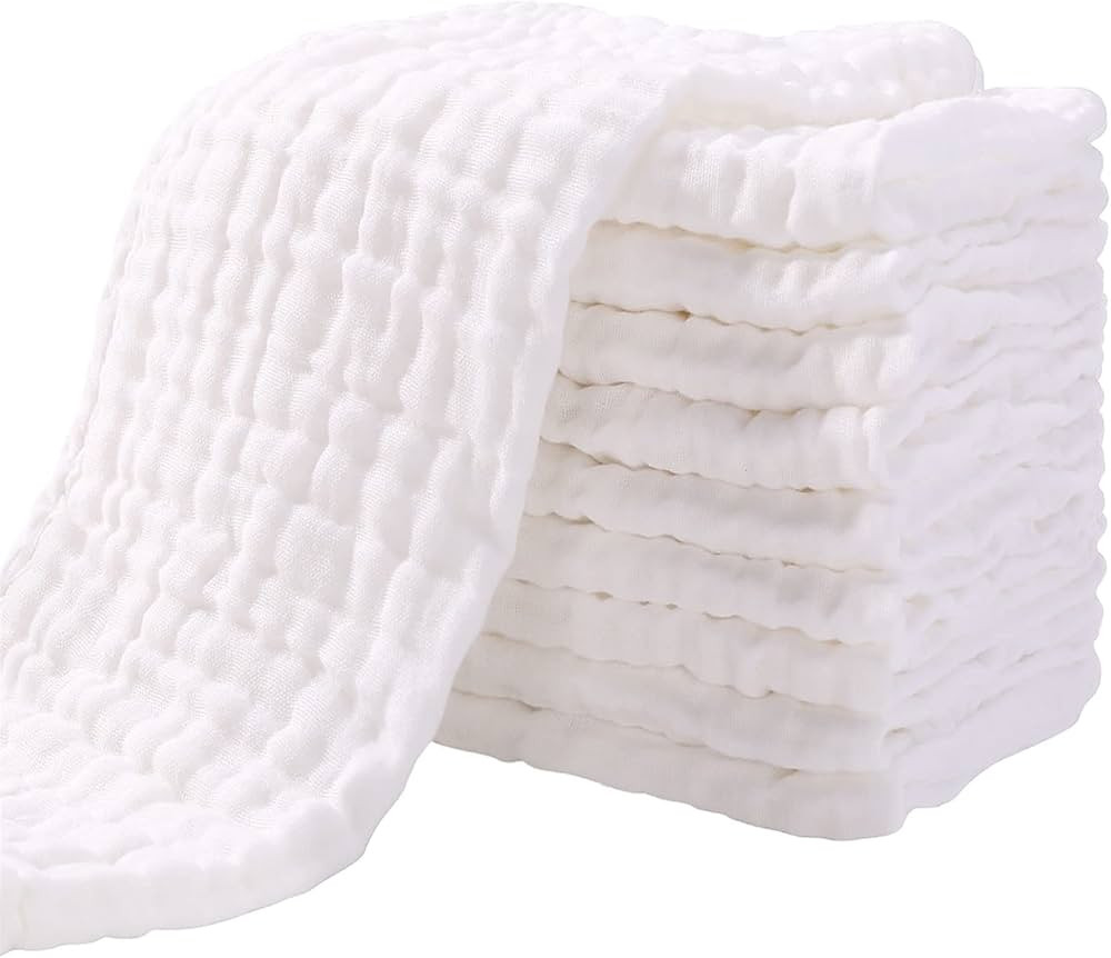 Yoofoss Muslin Burp Cloths for Baby 10 Pack 100% Cotton Baby Washcloths for Boys Girls Large 20''... | Amazon (US)