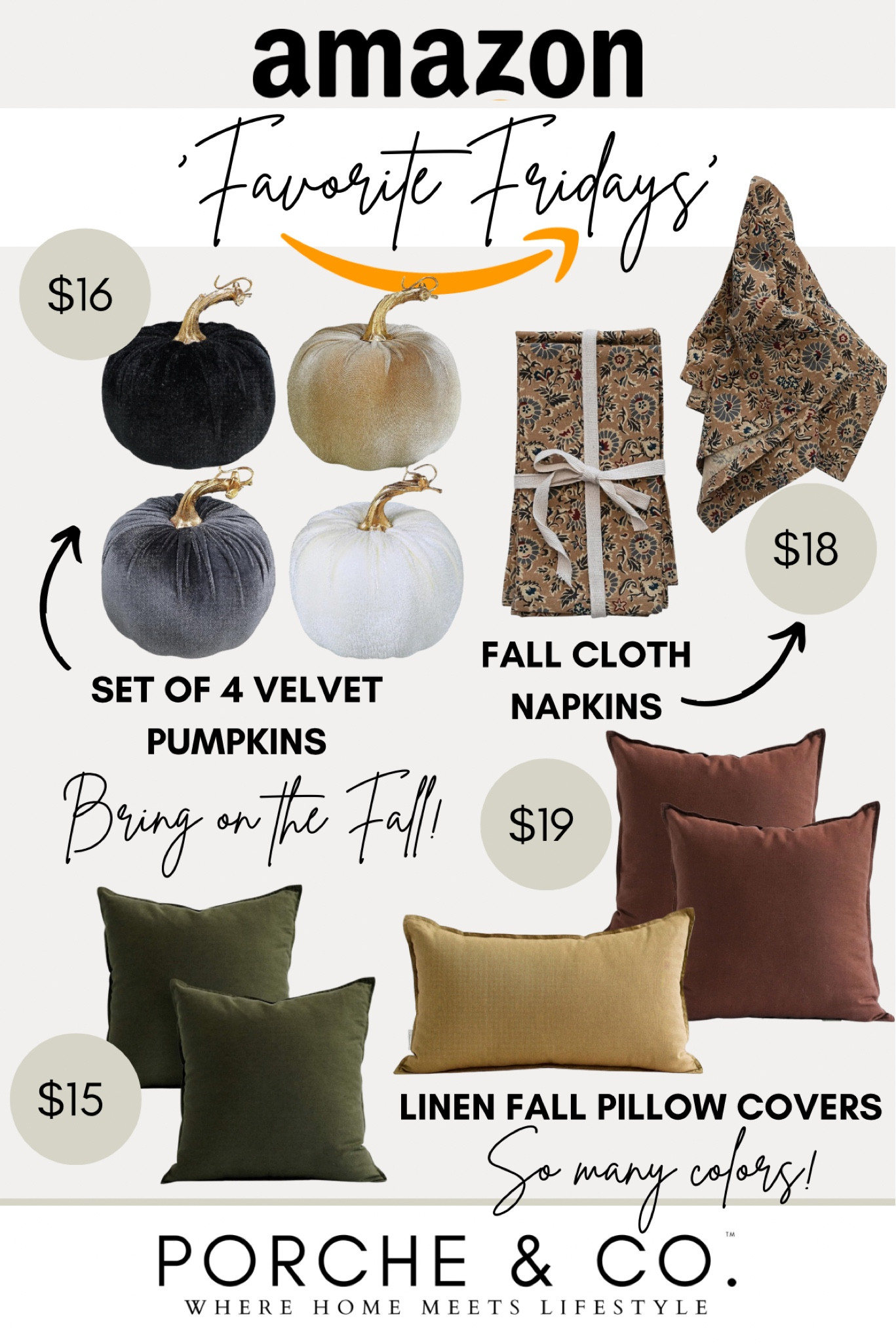 Amazon Fall pumpkin home decor, fall napkins, fall pillow covers all for super affordable prices 🍂 #amazon #friday #amazonfind #fall #falldecor 

#LTKunder50 #LTKhome #LTKsalealert
