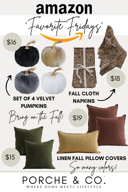 Amazon Fall pumpkin home decor, fall napkins, fall pillow covers all for super affordable prices 🍂 #amazon #friday #amazonfind #fall #falldecor 

#LTKunder50 #LTKhome #LTKsalealert