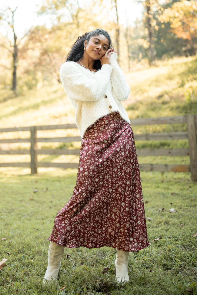 Naomi Red Multi Flower Maxi Skirt SALE | Pink Lily