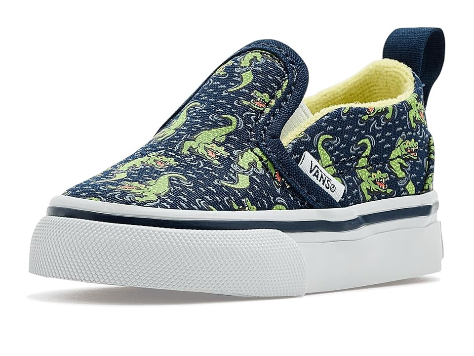 Vans Kids Slip-On V (Infant/Toddler) Kid's Shoes Glow Croc Navy/Yellow : 7 Toddler M, Canvas | Zappos