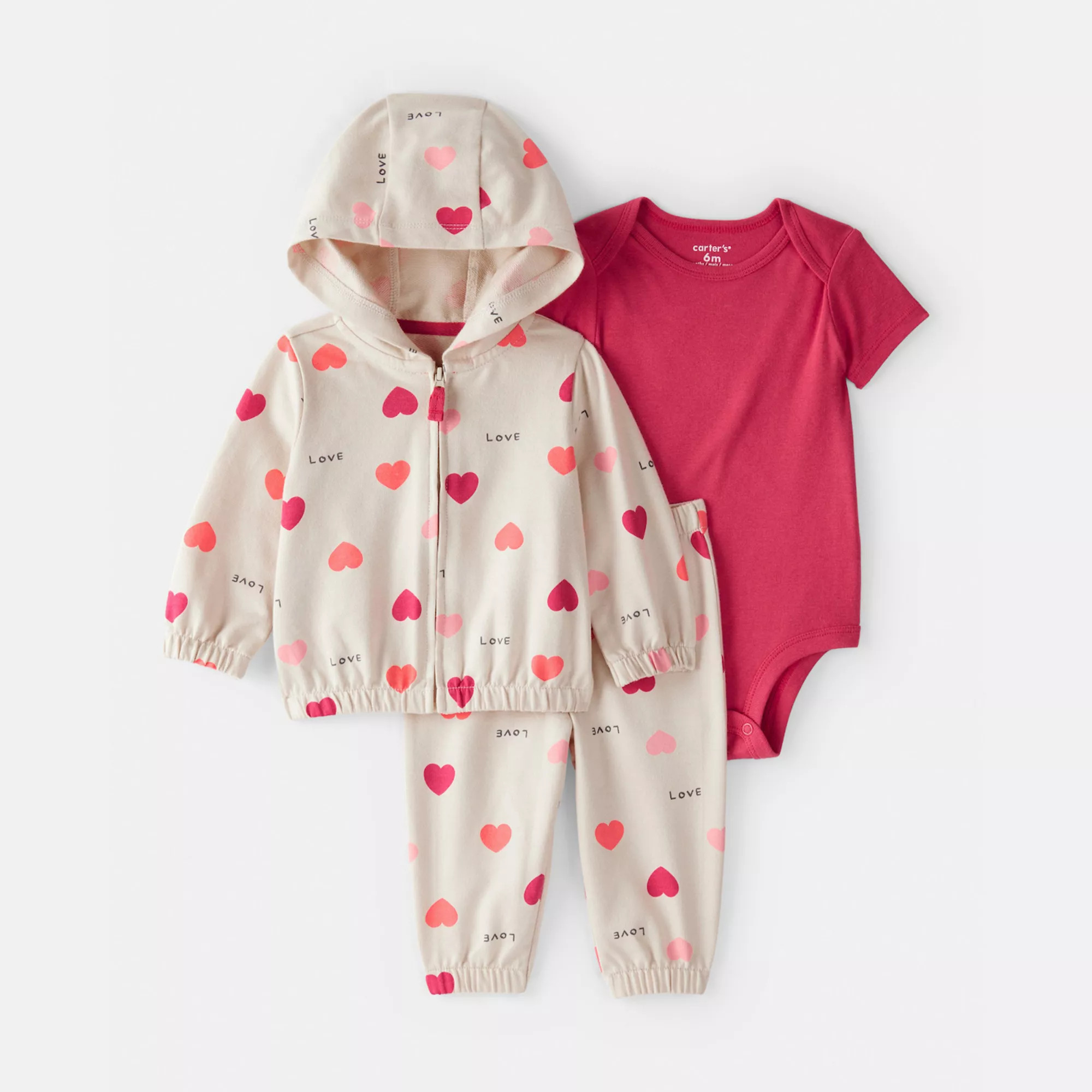 Baby Girl Carter's 3-pc. Heart Jacket, Bodysuit & Pant Set | Kohl's