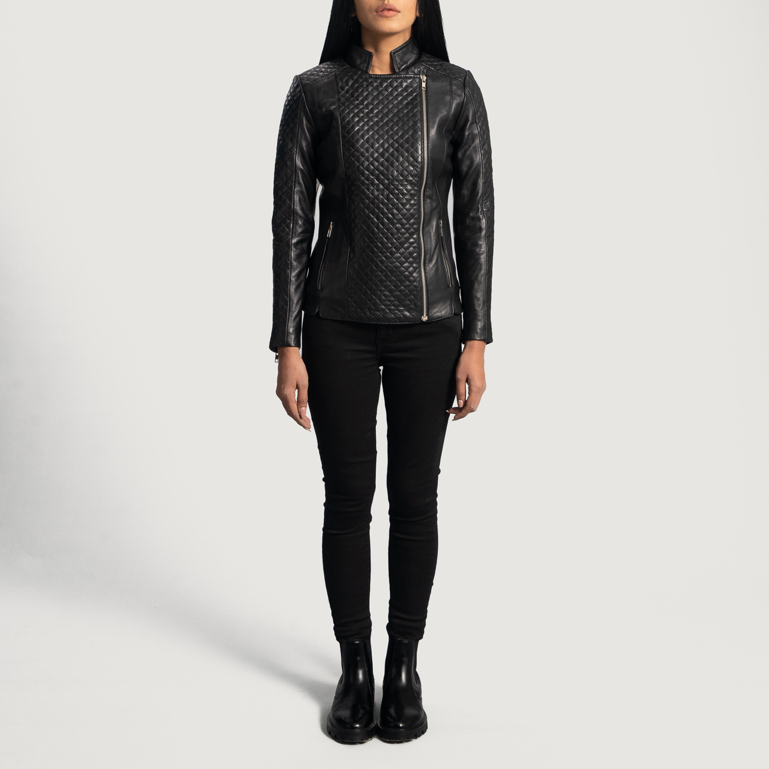 Orient Grain Quilted Black Leather Biker Jacket | The Jacket Maker