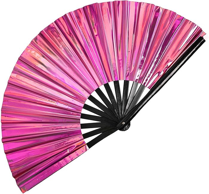 Large Clack Hand Rave Fan Holographic Folding Popping Line Dance Fan Foldable Handheld Clacking F... | Amazon (US)