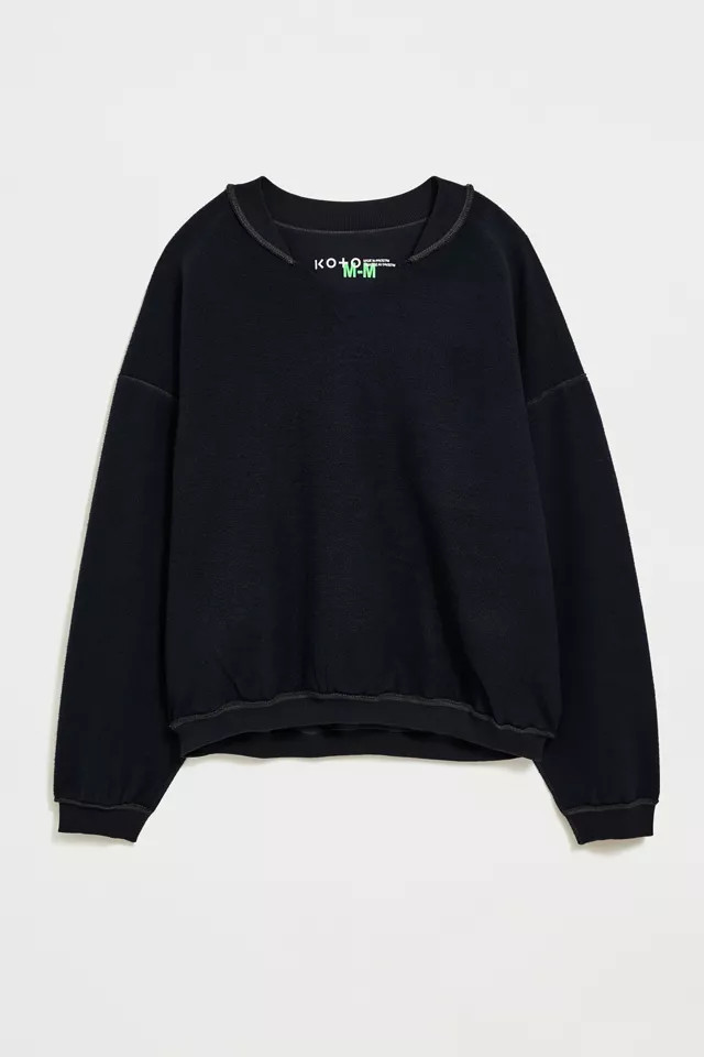 Notched Fleece Crew Neck Sweatshirt | Urban Outfitters (US and RoW)
