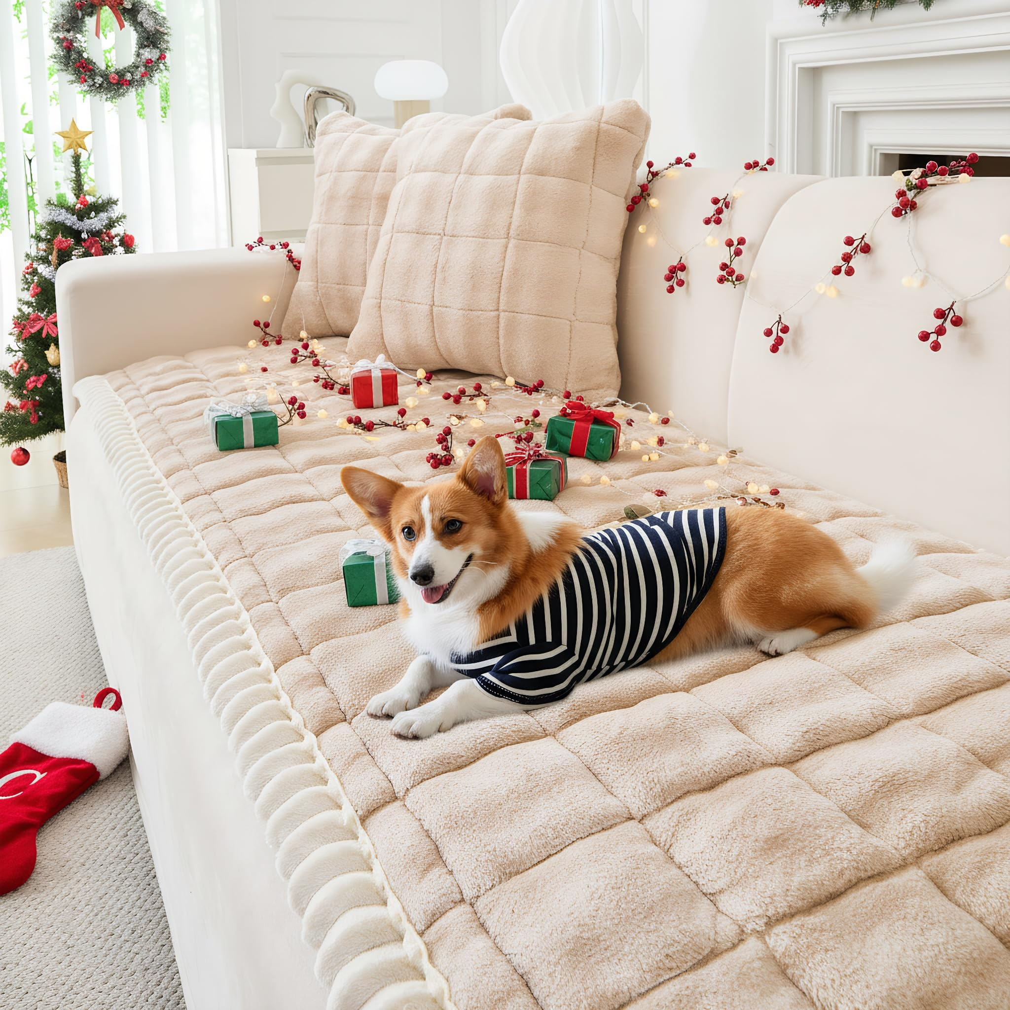 Couch Cover for Dogs Washable, Fuzzy Pet Couch Covers for 3 Cushion Sofa Pet Friendly, Non Slip S... | Amazon (US)