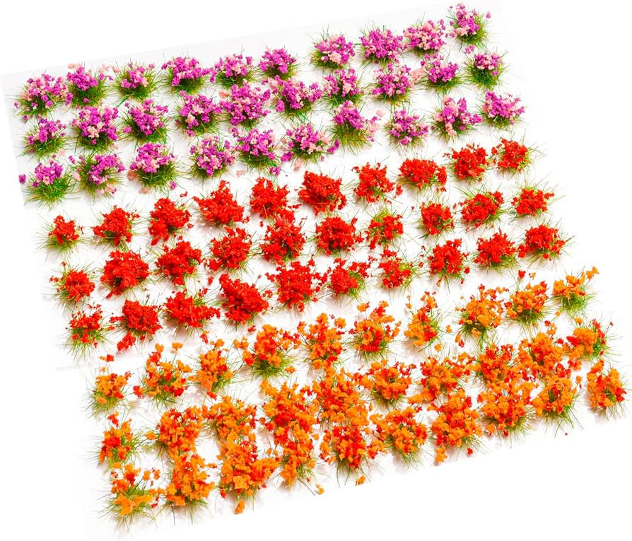 90 Pcs DIY Miniature Colorful Flower Cluster Flower Vegetation Groups Static Grass Tufts for Trai... | Amazon (US)