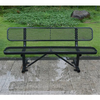 6 ft. Outdoor Steel Bench with Backrest | Wayfair North America