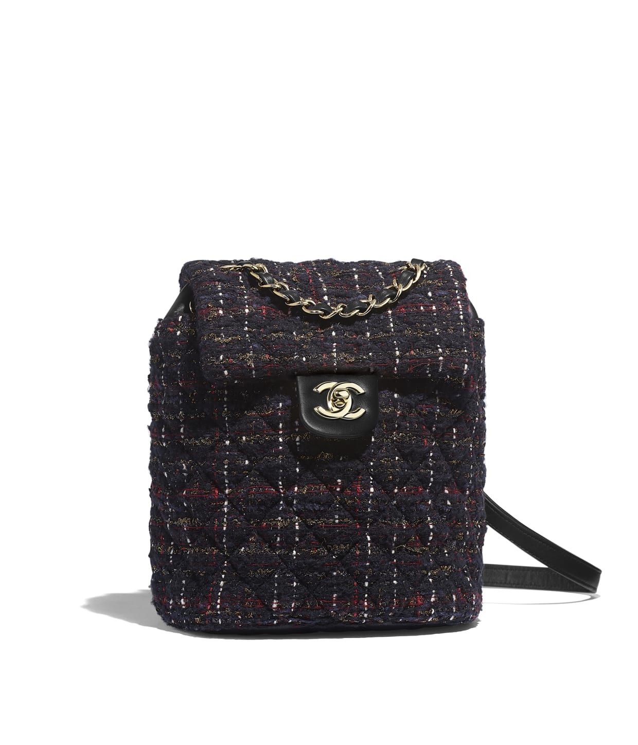 Tweed & Gold-Tone Metal Black, Red, Gold & Ecru Backpack | CHANEL | Chanel, Inc. (US)