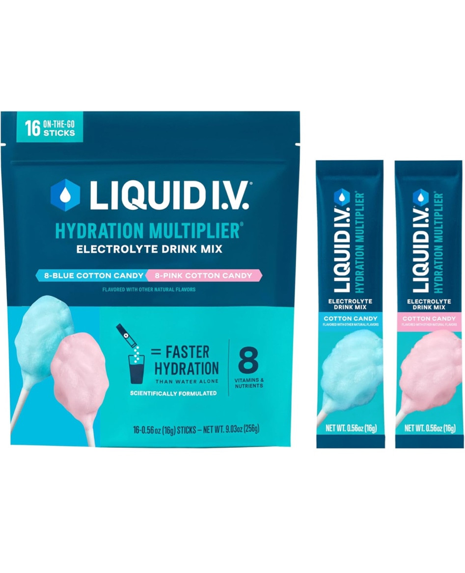 On flash sale for next 4 hours!! Snag this popular liquid IV flavor for $18! I personally love the blue cotton candy flavor and like mixing this into my 40oz Stanley so it’s not too sweet and adds a bit of flavoring to my water! 

#LTKSaleAlert #LTKFitness #LTKTravel