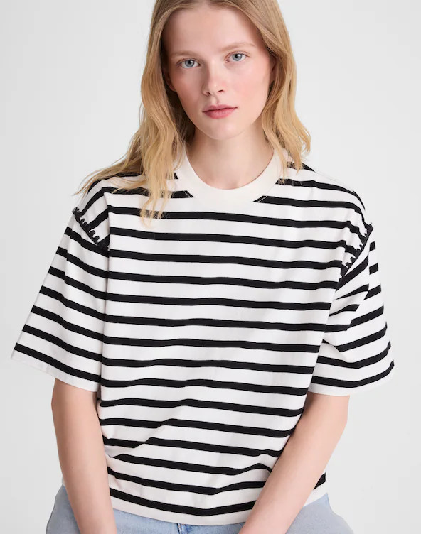 The Boxy Crop Tee in Allday Jersey | Madewell