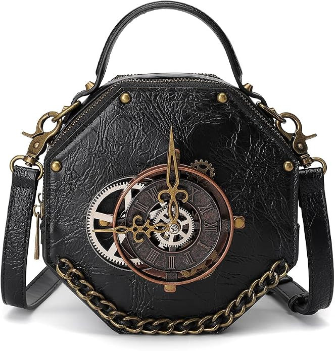 Messenger Bag Leather Retro Briefcase Steampunk Crossbody Shoulder Purse Satchel for Women Lolita... | Amazon (US)
