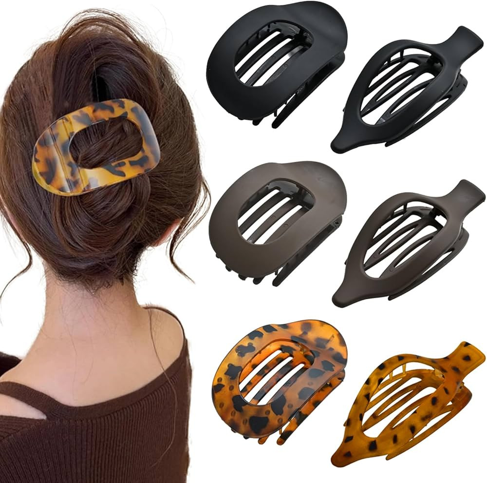 Flat Claw Clips for Women, Large Duckbill French Hair Clips, 6 Pack Non-Slip Matte Hair Accessori... | Amazon (US)