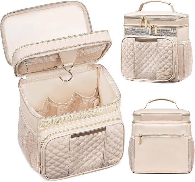 Large Leather Toiletry Bag for Women Men,Bathroom Bag,Water Resistant Portable Shower Caddy for C... | Amazon (US)