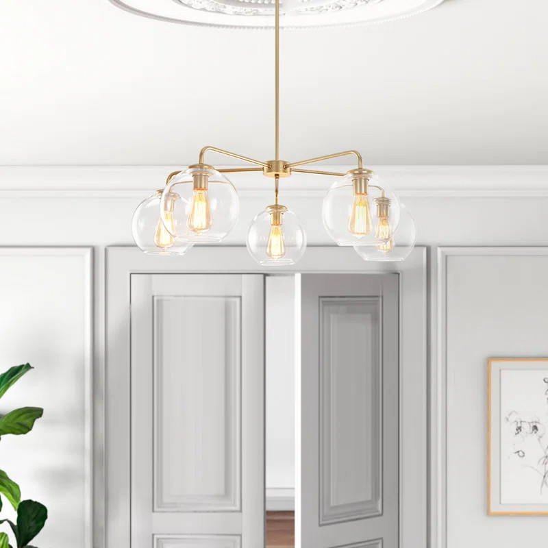Royelle 5 - Light Sputnik Sphere Modern Glass Bubble Chandelier | Wayfair North America