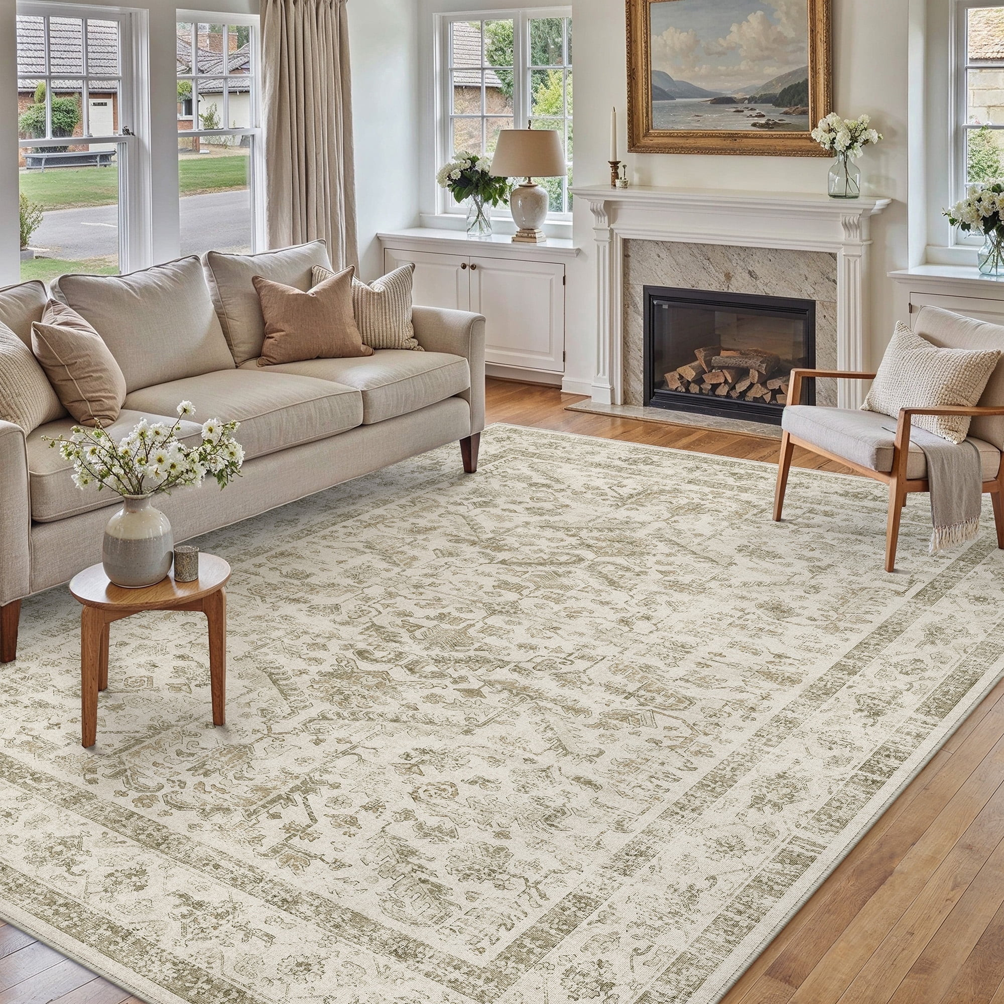 BERTHMEER 8'x10' Large Area Rug for Living Room Machine Washable Bedroom Rugs Distressed Vintage ... | Walmart (US)