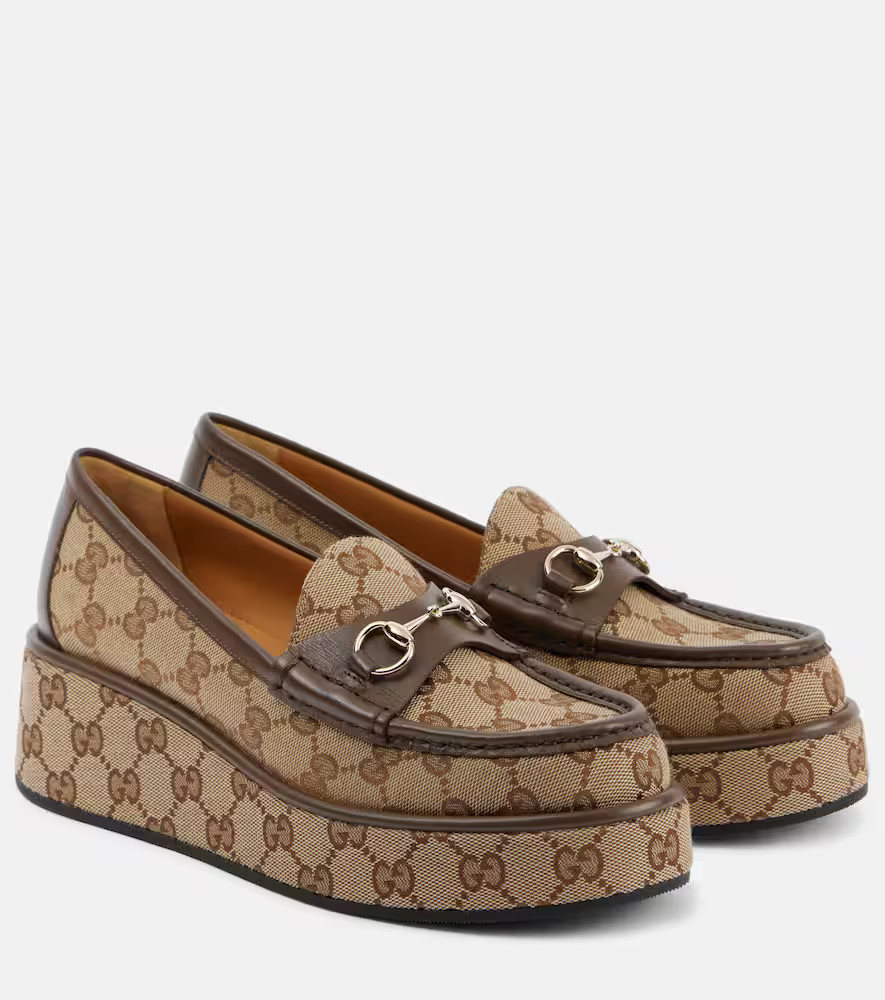 Gucci Horsebit GG Canvas platform loafers | Mytheresa (US/CA)