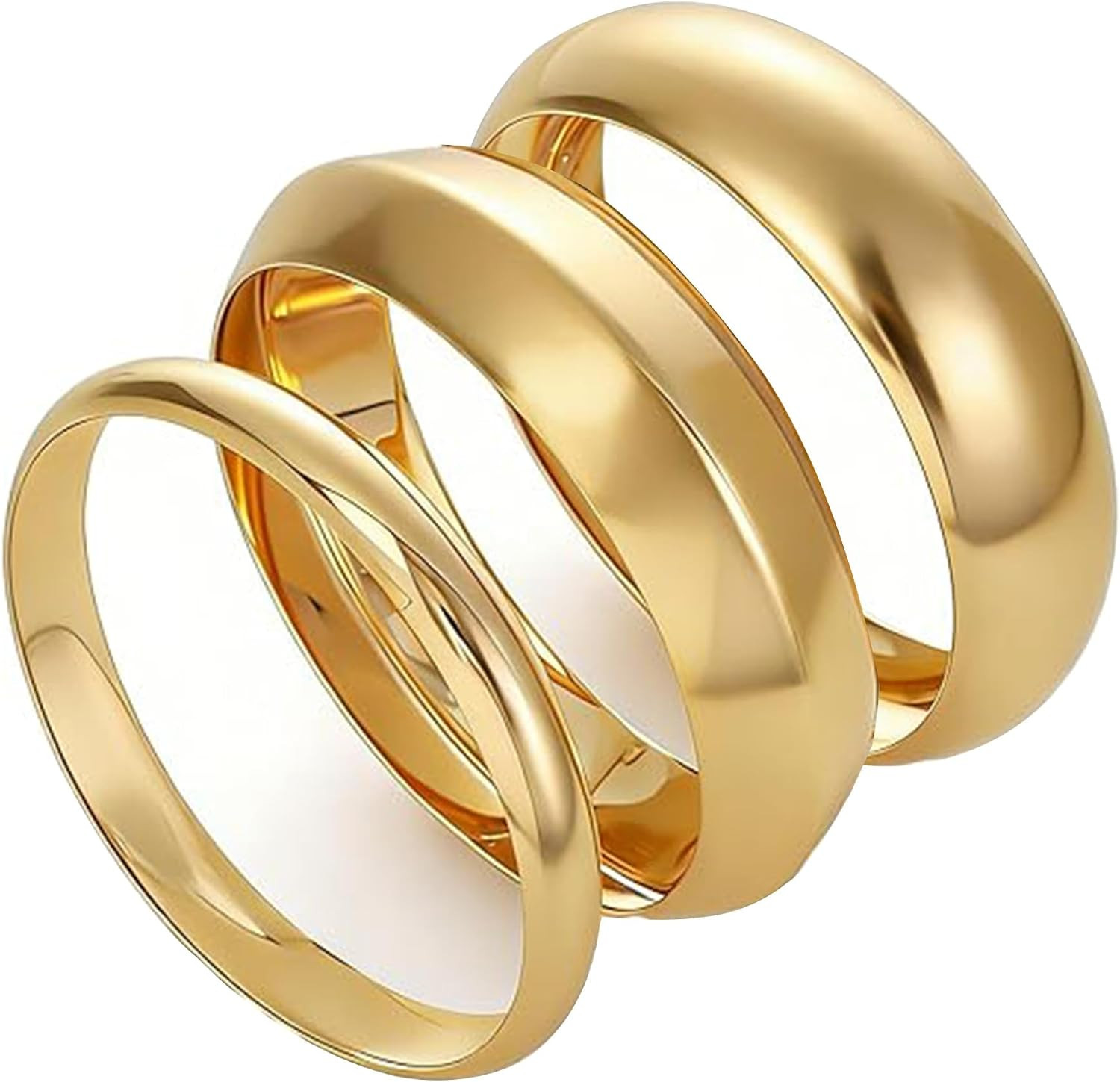 3PCS Chunky Gold Bangle Bracelets for Women Trendy Wide Wrist Cuff Bracelets Stack Statement Bangle Fashion Jewelry Gift | Amazon (US)