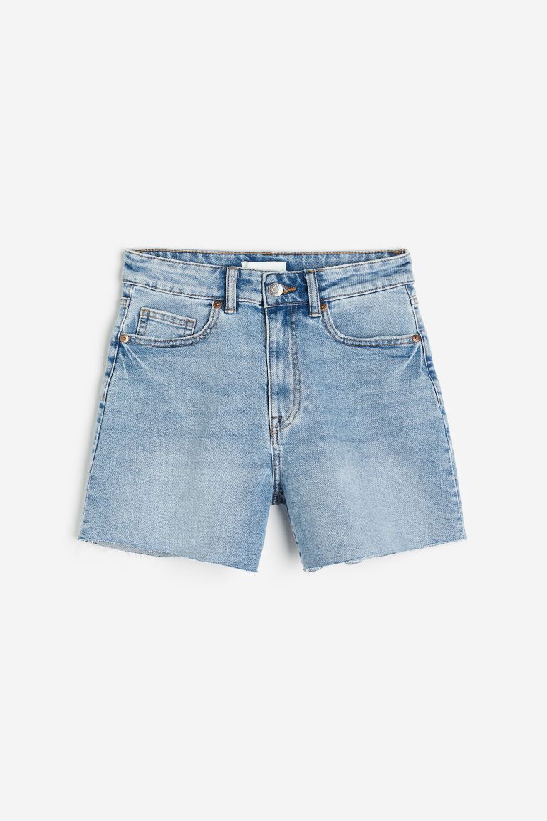 High Denim Shorts - High waist - Short - Light denim blue - Ladies | H&M US | H&M (US + CA)