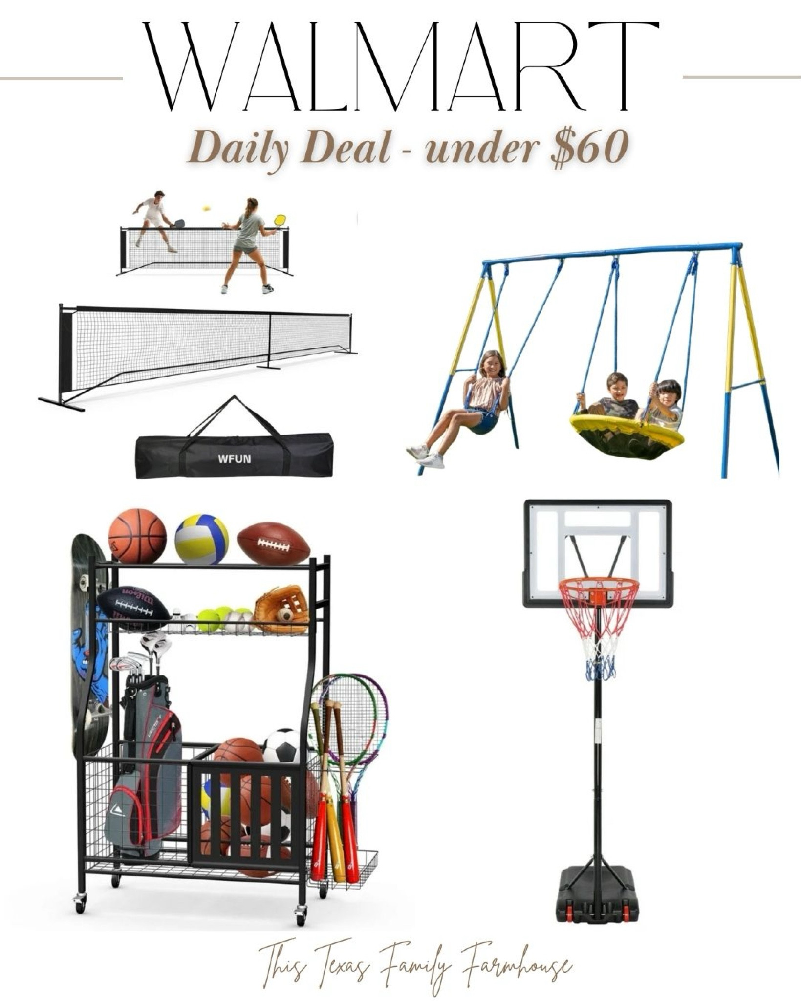 Walmart Flash Deals UNDER $60!! 
Some great deals on outdoor play items! I have this ball/sport organizer and it’s so handy to keep everything in one spot in my garage. 

#LTKFindsUnder100 #LTKKids #LTKSaleAlert