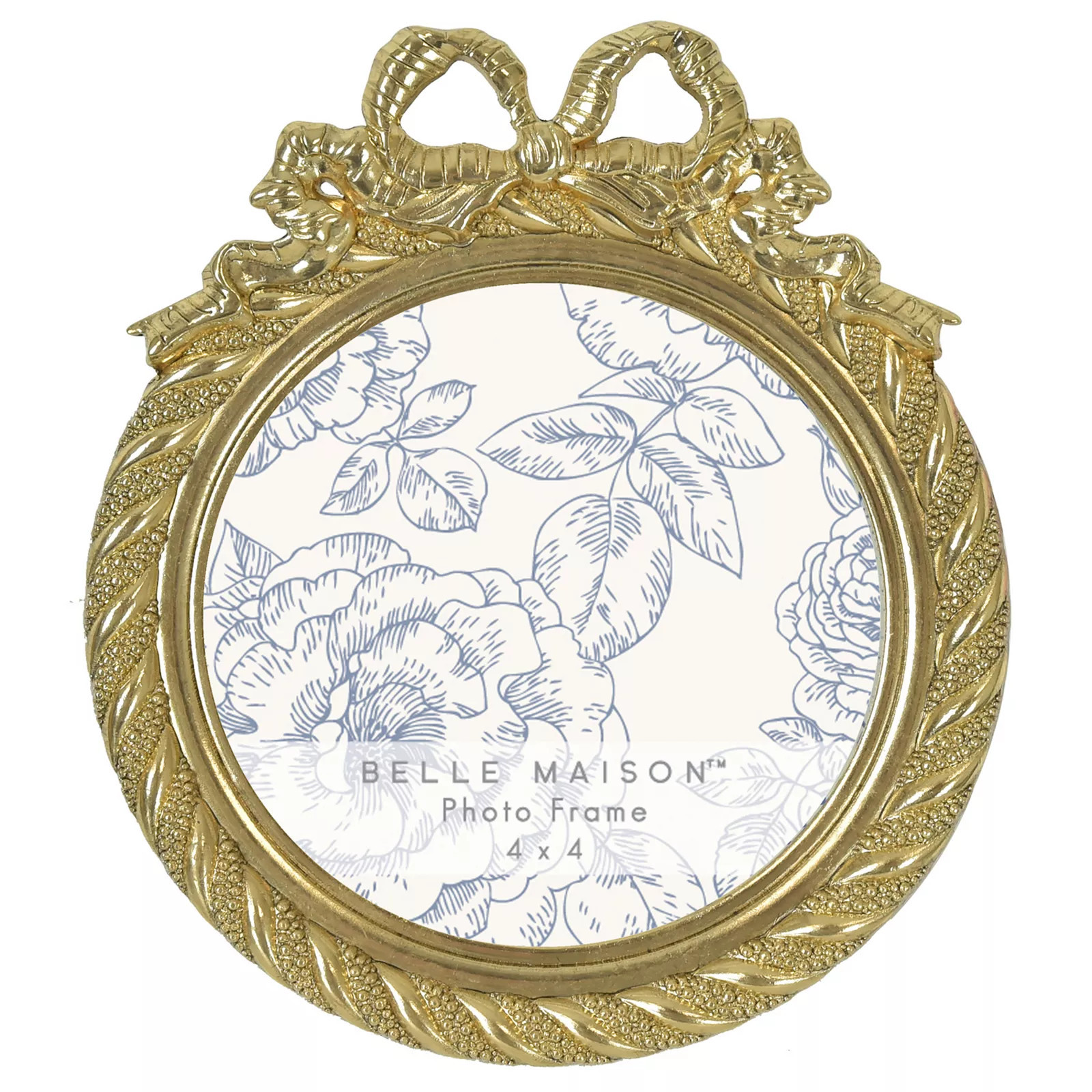 Belle Maison 4"" x 4"" Gold Round Bow & Rope Tabletop Frame | Kohl's