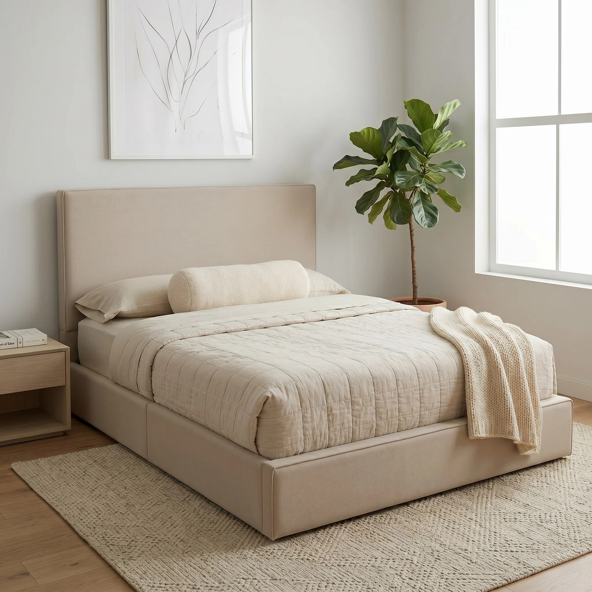 Abbie Upholstered Platform Bed, Mocha Micro Suede | Wayfair North America