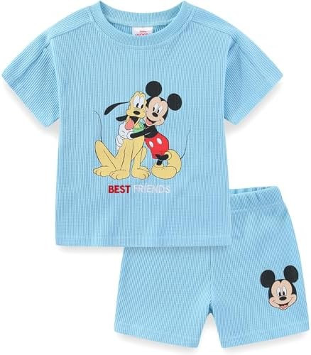 Disney Lilo & Stitch Mickey Mouse Boys Waffle Knit Short Sleeve Shirt and Short Set for Infant To... | Amazon (US)
