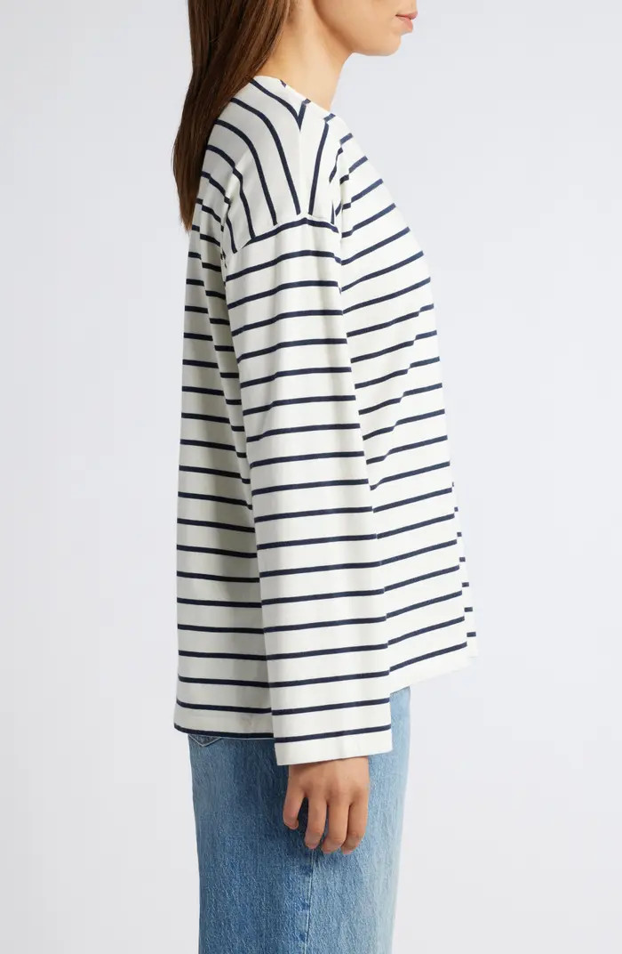 Caslon® Stripe High-Low Long Sleeve Jersey Top | Nordstrom | Nordstrom
