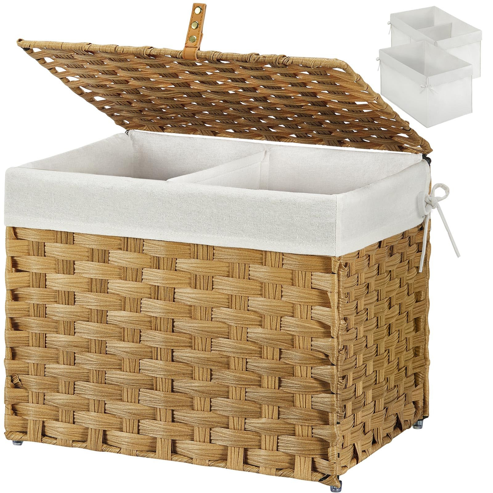 GREENSTELL Storage Basket with Lid, 9.2 Gallon(35L) Small Wicker Storage Basket with Handles, Fol... | Amazon (US)