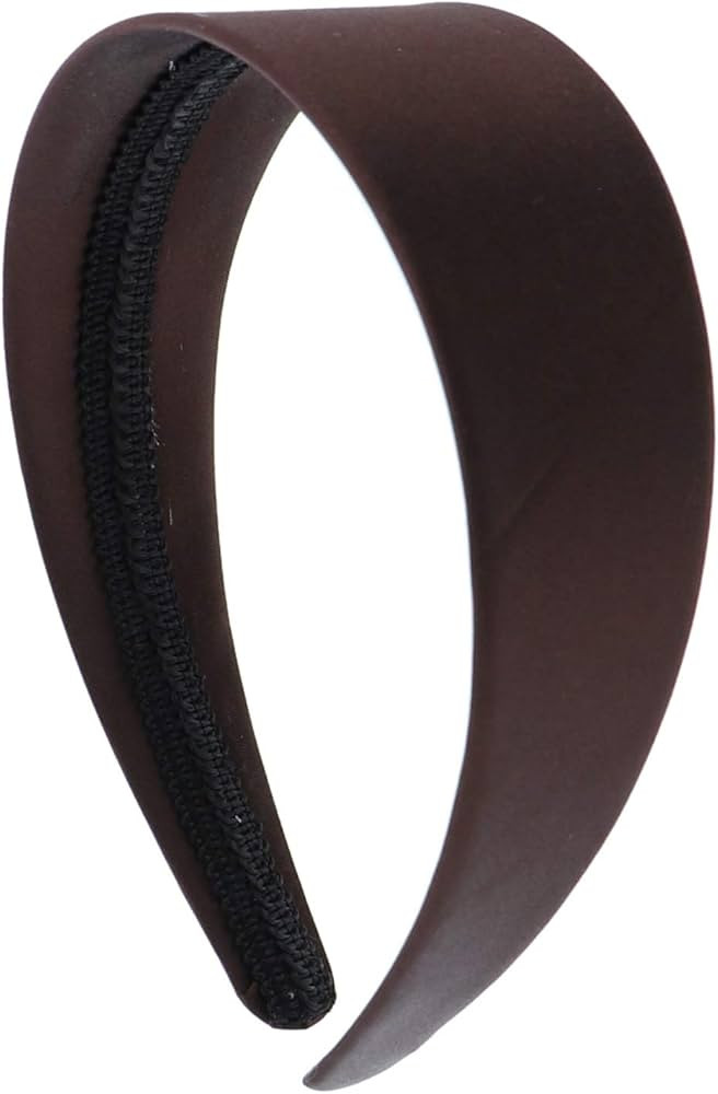 Motique Accessories Brown 2 Inch Wide Satin Hard Headband with No Teeth Head band for Women and G... | Amazon (US)