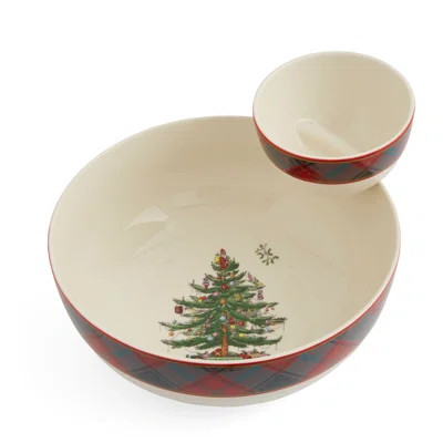 Spode Christmas Tree Tartan 2Pc Tiered Chip&Dip 10" | Wayfair North America