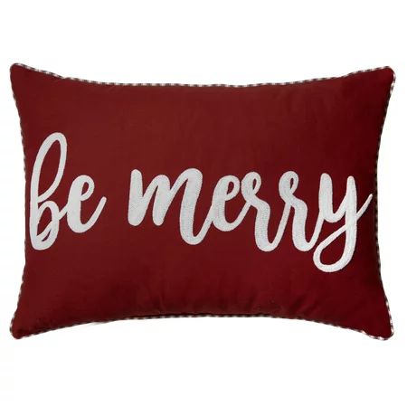 Mainstays Be Merry Oblong Decorative Throw Pillow, 14" x 20", Red | Walmart (US)