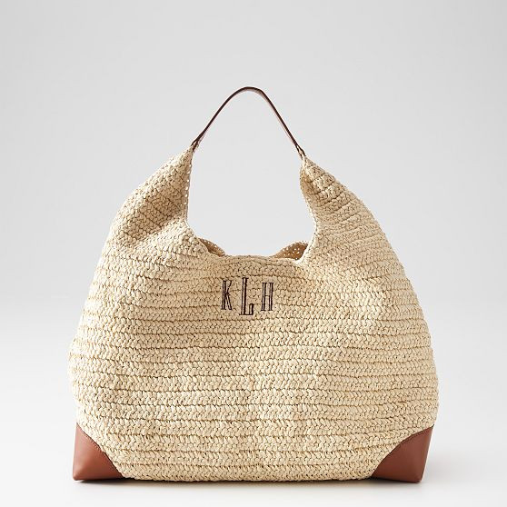 Capri Raffia and Leather Hobo | Mark and Graham