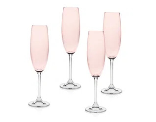Godinger Silver Art Co Meridian Blush 7 oz. Crystal Flute Glass | Wayfair North America