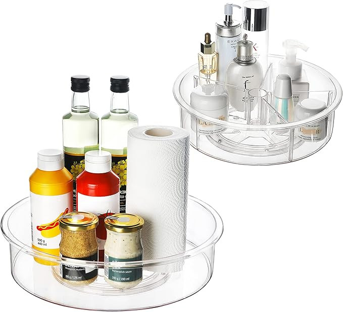 2 Pack Clear Lazy Susans Turntable 12"&13.8",vacane Cabinet Organizer with Smooth Rotating,Plasti... | Amazon (US)